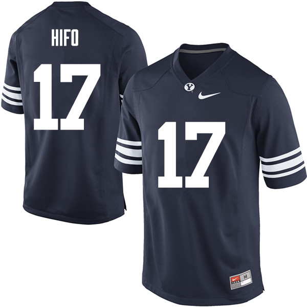 Men #17 Marvin Hifo BYU Cougars College Football Jerseys Sale-Navy